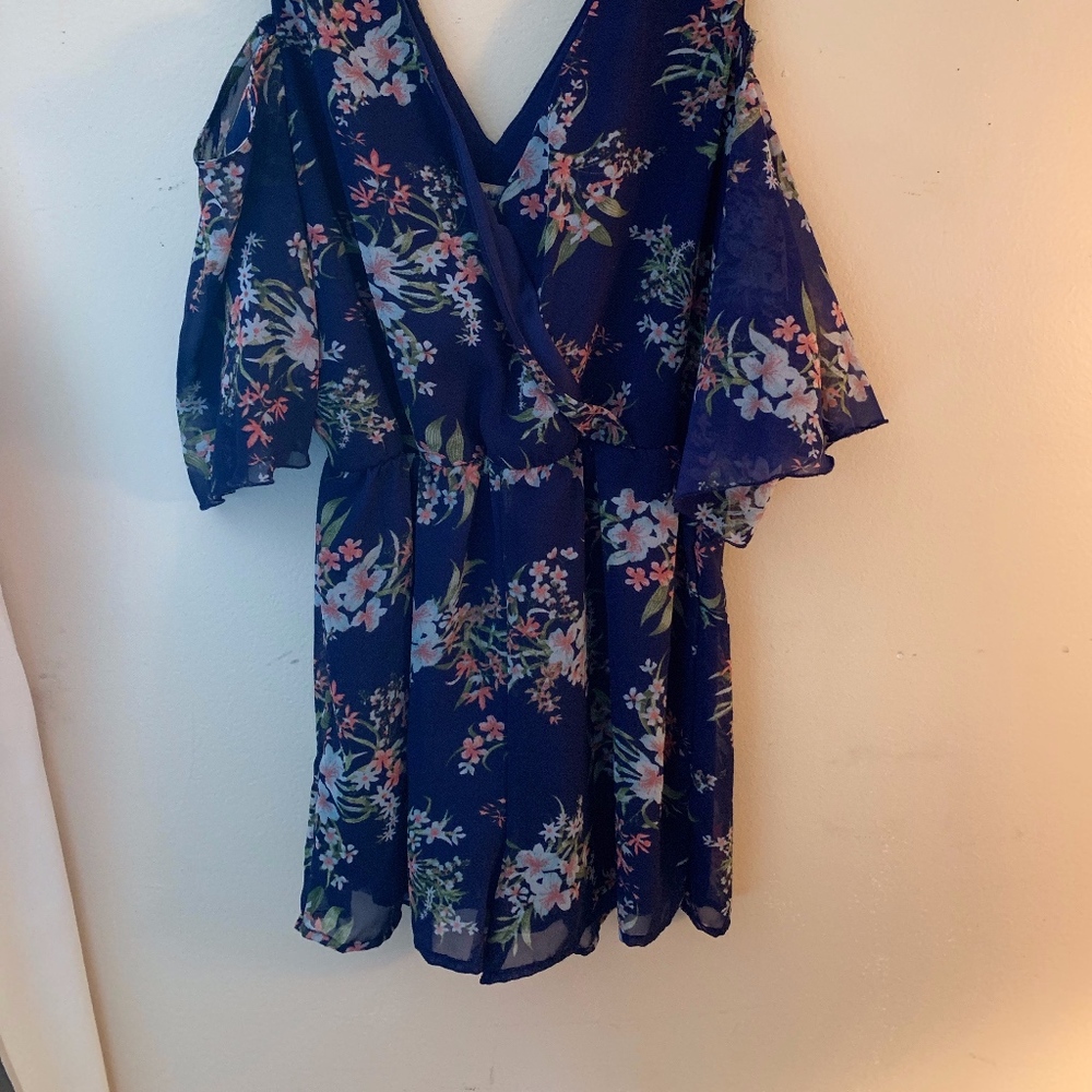 Blue flower flowy romper